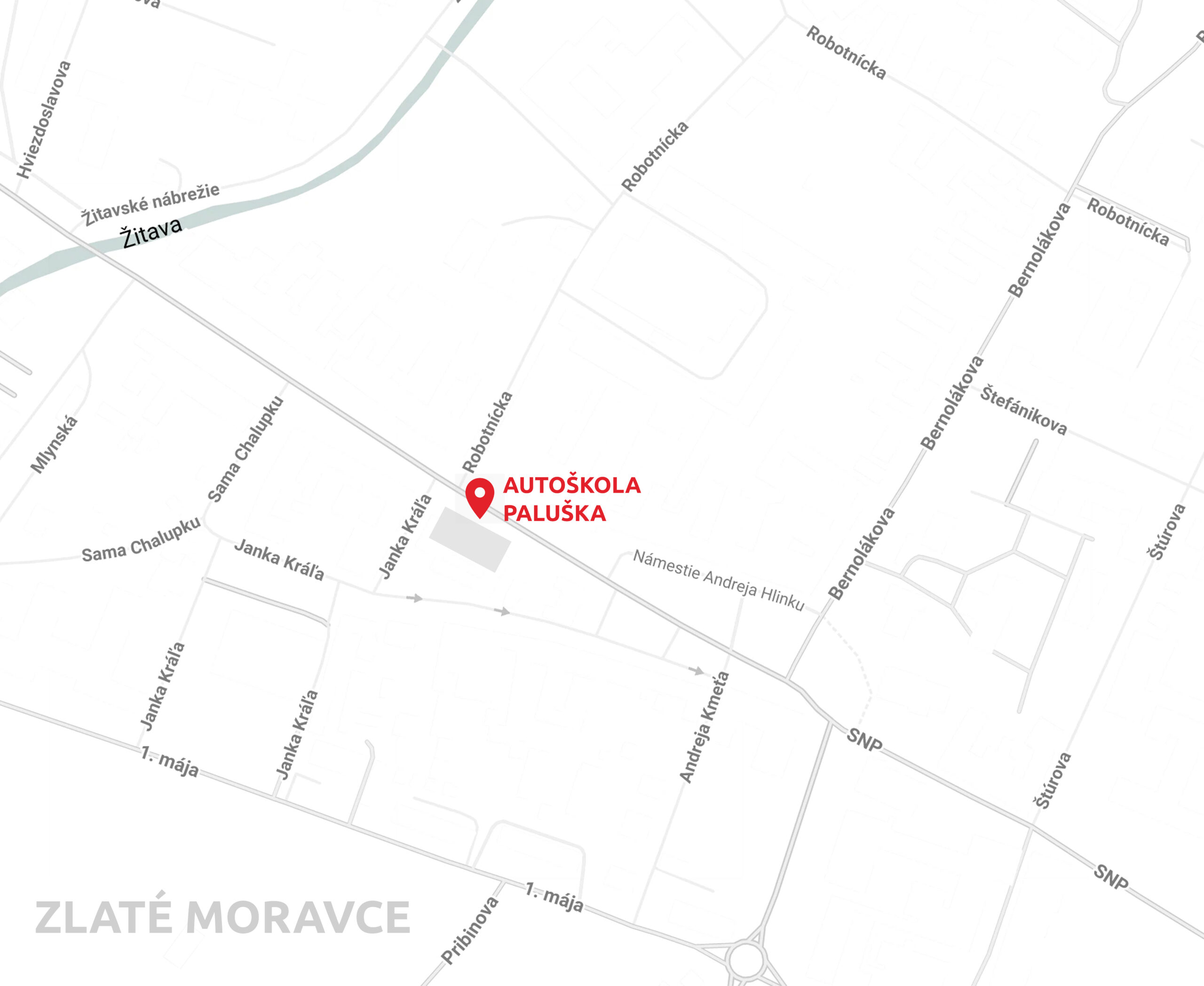 Mapa Zlaté Moravce - Autoškola Paluška